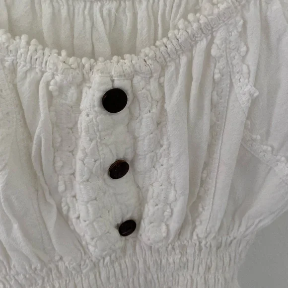 Vintage white cotton babydoll pheasant top - Picture 5 of 5